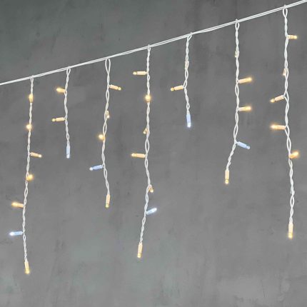 Гирлянда Бахрома 3.1 м Тепло-белая с Мерцанием, 120 LED, Белый Каучук, IP65, LTC
