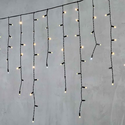 Гирлянда Бахрома 3,2 м Тепло-Белая с Мерцанием, 168 LED, Чёрный ПВХ, IP65, LTC
