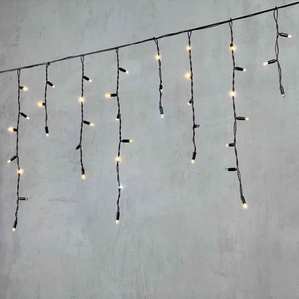 Гирлянда Бахрома с Колпачками 3,1 м Тепло-Белая с Мерцанием, 120 LED, IP65, чёрный ПВХ, LTC