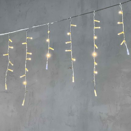 Гирлянда Бахрома 4.9 м Тепло-Белая с Мерцанием, 189 LED, Прозрачный ПВХ, IP65, LTC