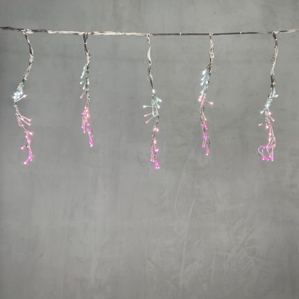 Гирлянда Бахрома Бегущий огонь 1,75 м, Бело-розовая Контроллер, 320 LED, IP65