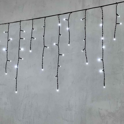 Гирлянда Бахрома 3,1 м Белая Статика, 150 LED, Чёрный ПВХ, IP54, LTC