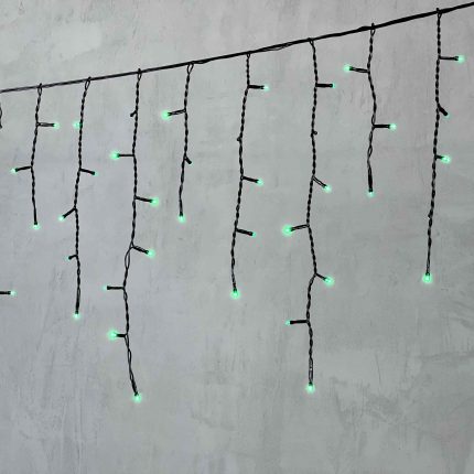 Гирлянда Бахрома 3,1 x 0,5 м Зеленая 220В, 150 LED, Провод Черный ПВХ, IP54