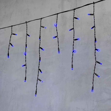 Гирлянда Бахрома с Колпачком 3,1×0,5 м Синяя Статика, 120 LED, Чёрный ПВХ, IP65, LTC