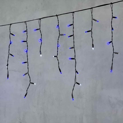 Гирлянда Бахрома с Колпачками 3,1 м Синяя с Мерцанием, 120 LED, IP65, чёрный ПВХ, LTC