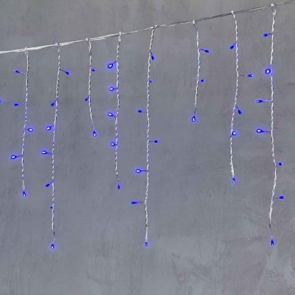 Гирлянда Бахрома 3,1 м Синяя Статика, 150 LED, Прозрачный ПВХ, IP54, LTC