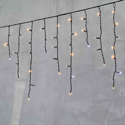 Гирлянда Бахрома 3,1 м Экстра Тепло-Белая с Мерцанием, 150 LED, Чёрный ПВХ, IP54, LTC