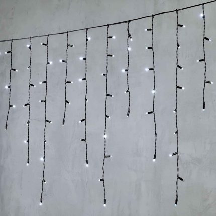Гирлянда Бахрома 3,2 м Белая с Мерцанием, 168 LED, Чёрный ПВХ, IP65, LTC
