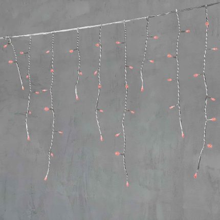 Гирлянда Бахрома 3,1 м Красная Статика, 150 LED, Прозрачный ПВХ, IP54, LTC