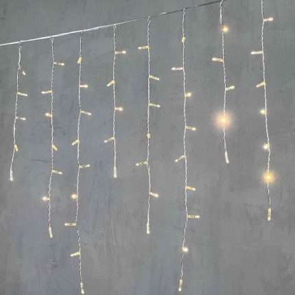 Гирлянда Бахрома 3,2 м Тепло-Белая Статика, 168 LED, Прозрачный ПВХ, IP65, LTC