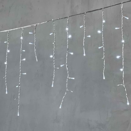 Гирлянда Бахрома 4,9 x 0,5 м Белая с Мерцанием Белого Диода 220В, 240 LED, Провод Прозрачный ПВХ, IP54