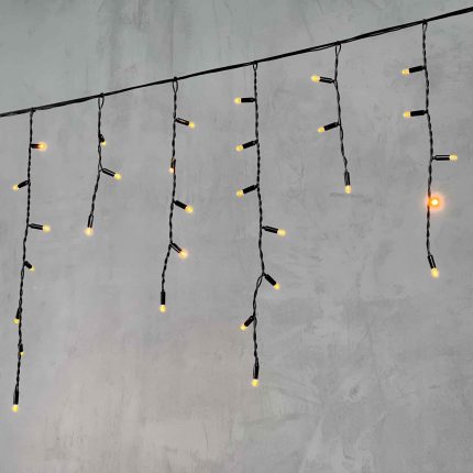 Гирлянда Бахрома с Колпачком 3,1×0,5 м Жёлтая Статика, 120 LED, Чёрный ПВХ, IP65, LTC