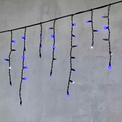 Гирлянда Бахрома 3.1 м Синяя с Мерцанием, 120 LED, Чёрный Каучук, IP65, LTC