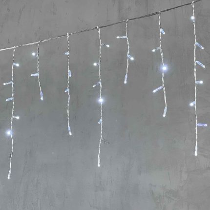 Гирлянда Бахрома с Колпачками 3,1 м Белая с Мерцанием, 120 LED, IP65, прозрачный ПВХ, LTC