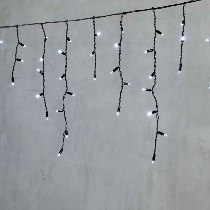 Гирлянда Бахрома с Колпачком 3,1×0,5 м Белая Статика, 120 LED, Чёрный ПВХ, IP65, LTC