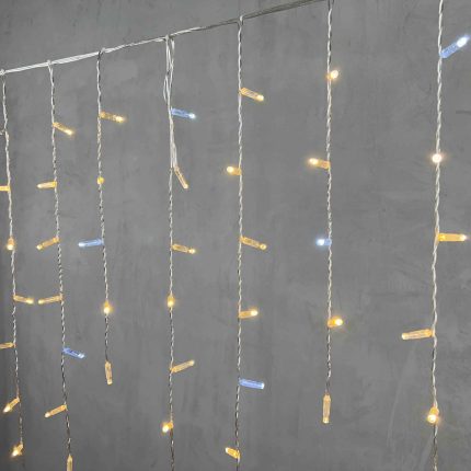 Гирлянда Бахрома 4,9 м Тепло-белая с мерцанием, 273 LED, прозрачный ПВХ, IP65