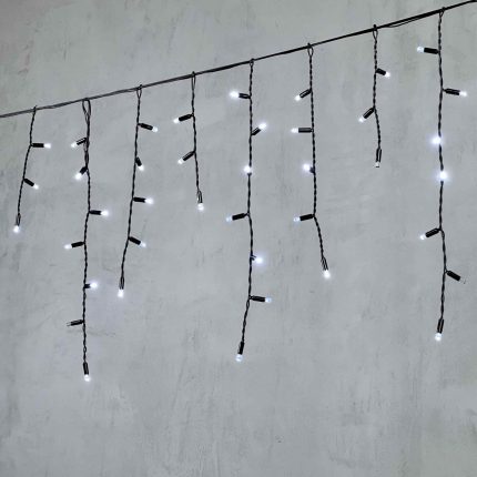 Гирлянда Бахрома с Колпачками 3,1 м Белая с Мерцанием, 120 LED, IP65, черный ПВХ, LTC