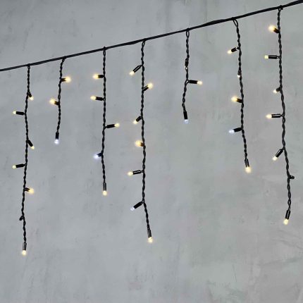 Гирлянда Бахрома 3.1 м Тепло-белая с Мерцанием, 120 LED, Черный Каучук, IP65, LTC