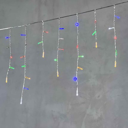 Гирлянда Бахрома с Колпачками 3,1 м Разноцветная с Мерцанием, 120 LED, IP65, прозрачный ПВХ, LTC