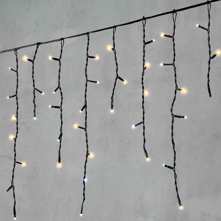 Гирлянда Бахрома 3,1 м Тепло-Белая с Мерцанием, 150 LED, Чёрный ПВХ, IP54, LTC