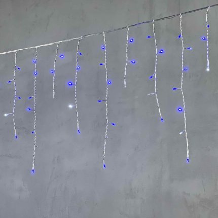 Гирлянда Бахрома 4,9 м Синяя с Мерцанием, 240 LED, Прозрачный ПВХ, IP54, LTC