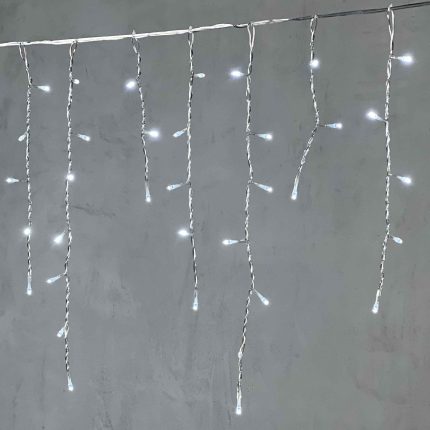 Гирлянда Бахрома 3,1 м Белая Статика, 150 LED, Прозрачный ПВХ, IP54, LTC