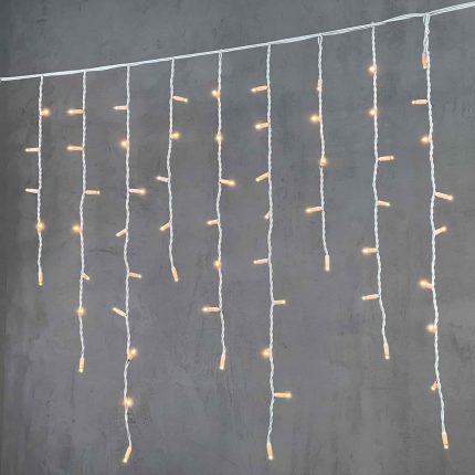 Гирлянда Бахрома 3.2 м Экстра Тепло-белая статика, IP65, 168 LED, Белый каучук