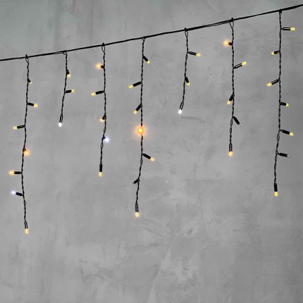 Гирлянда Бахрома с Колпачками 3,1 м Жёлтая с Мерцанием, 120 LED, IP65, чёрный ПВХ, LTC