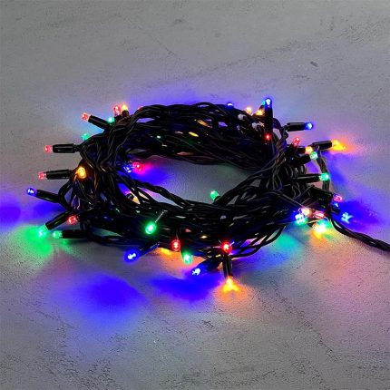 Гирлянда Нить 10 м Разноцветная Статика, 75 LED, Чёрный Каучук, IP65, LTC