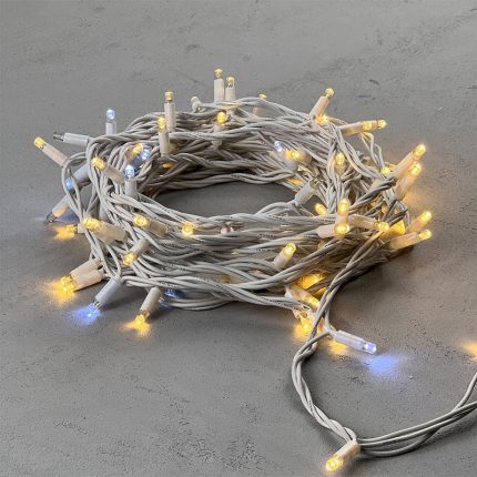 Гирлянда Нить 10 м Тепло-Белая с Мерцанием Белого Диода, 75 LED, Белый Каучук, 220 В, IP65, LTC