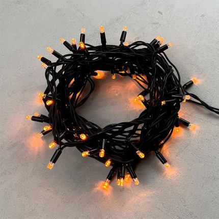 Гирлянда Нить 10 м Жёлтая Статика, 75 LED, Чёрный Каучук, IP65, LTC