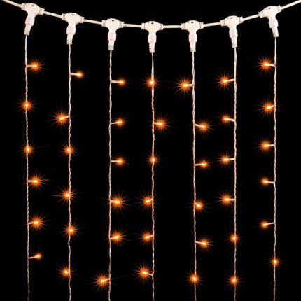 Гирлянда Занавес 2 x 1 м Желтый 220В, 200 LED, Провод Прозрачный ПВХ, IP54