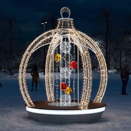 Новогодняя фотозона «Шар с подвесками», 2,9×3,4×2,9 м, IP65, тёплое свечение