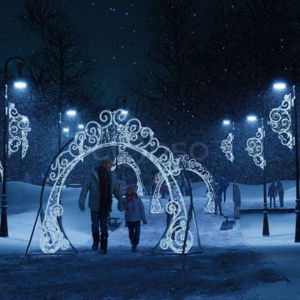Световая композиция «Морозные узоры» 3,8×3,3 м, IP65, холодное свечение