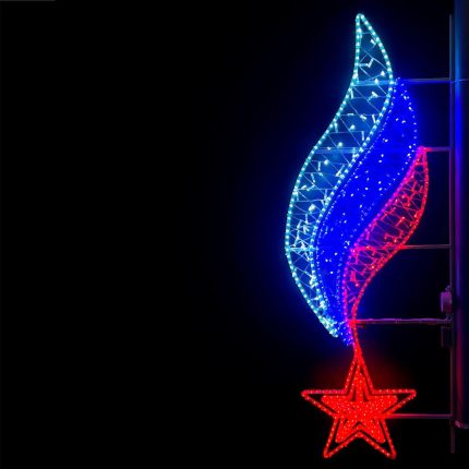 Светодиодная консоль «Звезда с Российским Флагом», 60×200 см, IP65, триколор