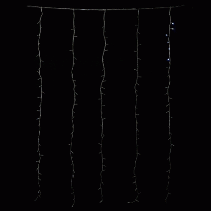 Гирлянда Занавес с эффектом Бегущий огонь 2×1,6 м, Бело-синий с Мерцанием, 150 LED, IP65
