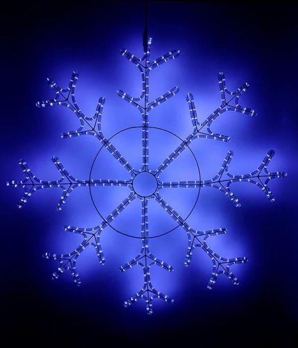 Светодиодная Снежинка «Зимняя Классика» Ø1,1м Синяя, Дюралайт на Металлическом Каркасе, IP54