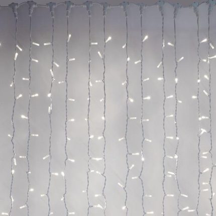 Гирлянда Занавес 2 x 3 м Белый 220В, 600 LED, Провод Белый Каучук, IP65