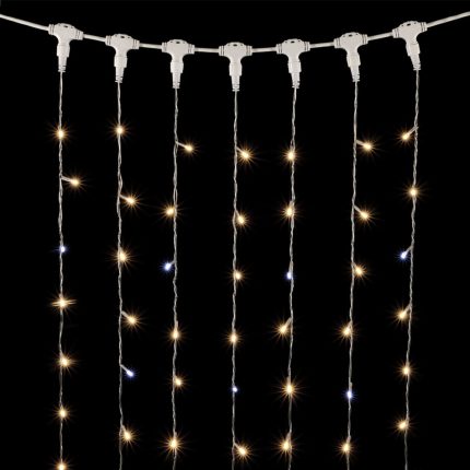 Гирлянда занавес 2×3 м, Тепло-Белый с Белым Мерцанием, 600 LED, IP54