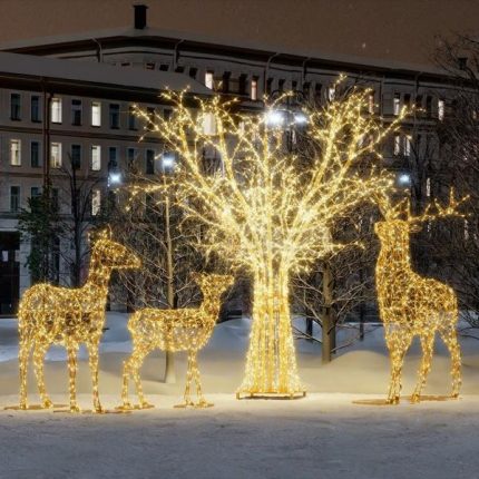 Светодиодная композиция «Семья оленей и дерево»