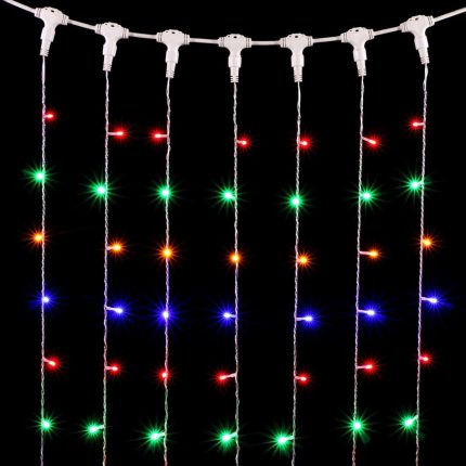 Гирлянда занавес 2×2 м Разноцветный Статика, 400 LED, прозрачный провод, IP54