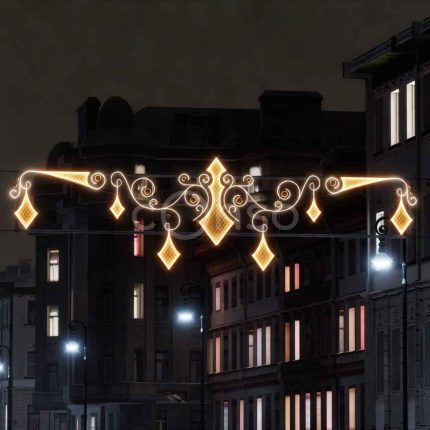 Светодиодная золотая перетяжка, 5,6×1,5 м, IP65, тёплое свечение