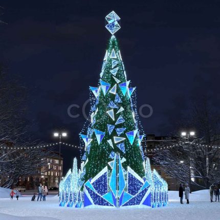 Уличная ель «Хрустальная», 16–19 м, IP65, холодное свечение