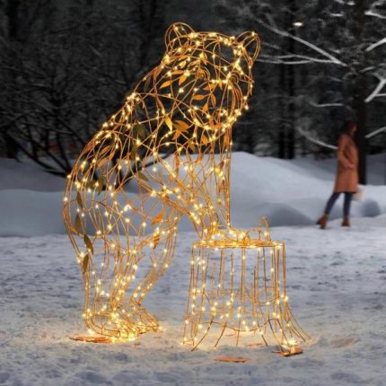 Светодиодная фигура «Медведь», 1,7м, IP65, золотой/серебряный свет