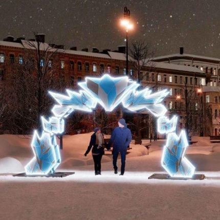 Уличная новогодняя арка «Кристаллическая» 5,3×3 м, IP65, холодное свечение