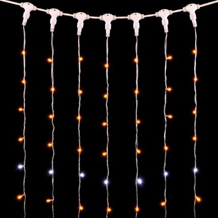 Гирлянда занавес 2×3 м, Жёлтый с Белым Мерцанием, 600 LED, IP54