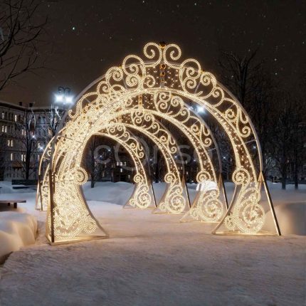 Световой тоннель «Снегурочка» 3,8×3,3×1,8 м, IP65, золотое свечение