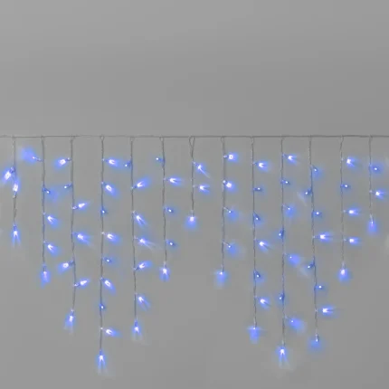 Гирлянда Бахрома 3 м Синяя Статика, 144 LED, IP65, прозрачный ПВХ