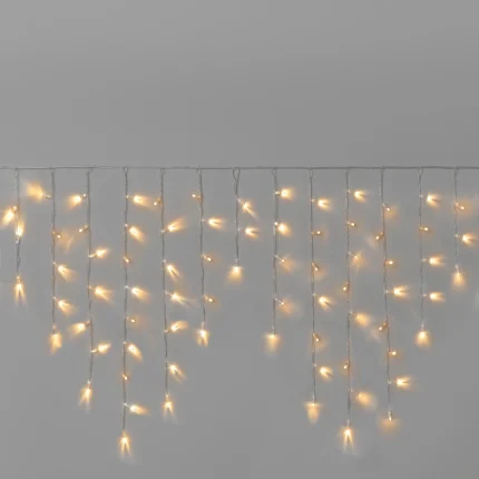 Гирлянда Бахрома 3 м Тепло-белая Статика, 144 LED, Прозрачный ПВХ, IP65, INOX