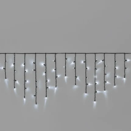 Гирлянда Бахрома 3 м Белая Статика, 108 LED, Чёрный Каучук, IP65, INOX